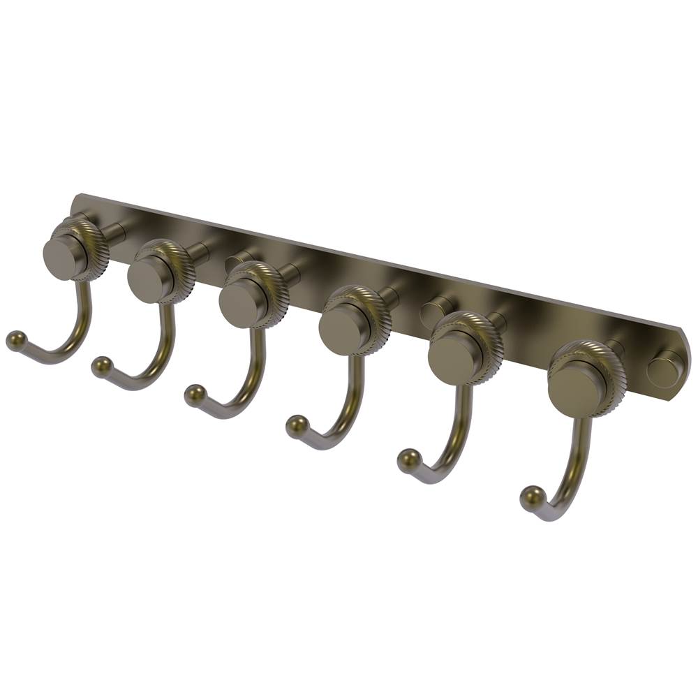 Allied Brass Mercury Collection 6 Position Tie and Belt Rack with Twisted Accent