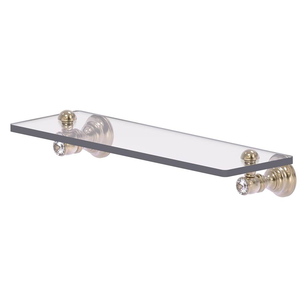 Allied Brass Carolina Crystal Collection 16 Inch Glass Shelf - Antique Pewter