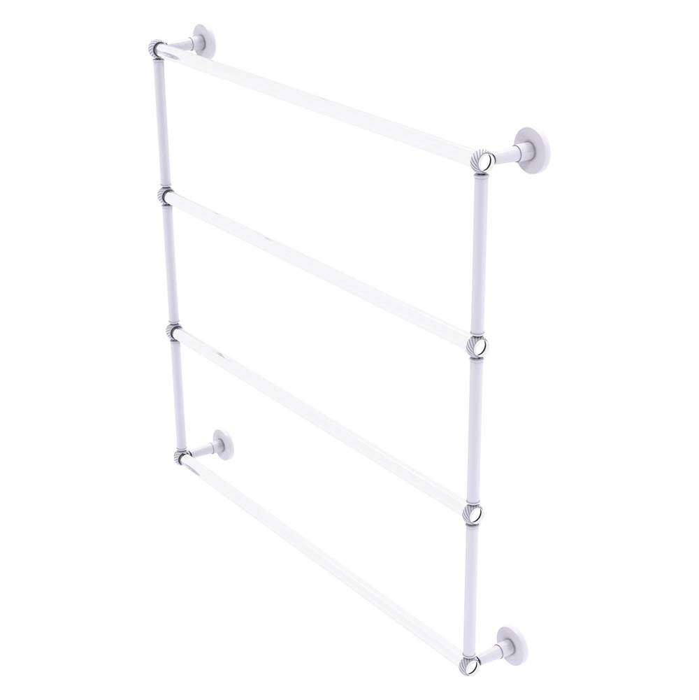 Allied Brass Clearview Collection 4 Tier 36 Inch Ladder Towel Bar with Twisted Accents - Matte White