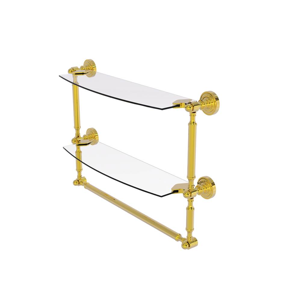 Allied Brass Dottingham Collection 18 Inch Two Tiered Glass Shelf with Integrated Towel Bar