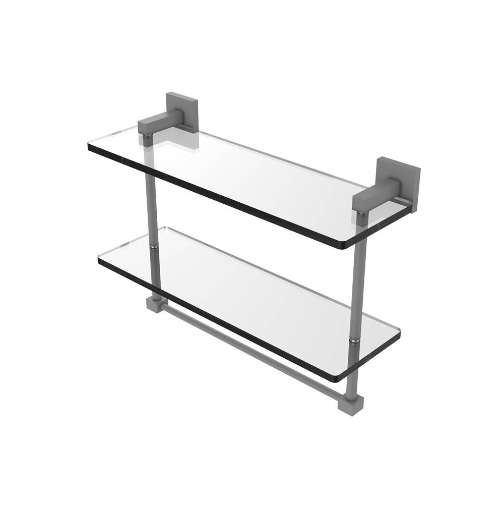 Allied Brass Montero Collection 16 Inch Two Tiered Glass Shelf with Integrated Towel Bar