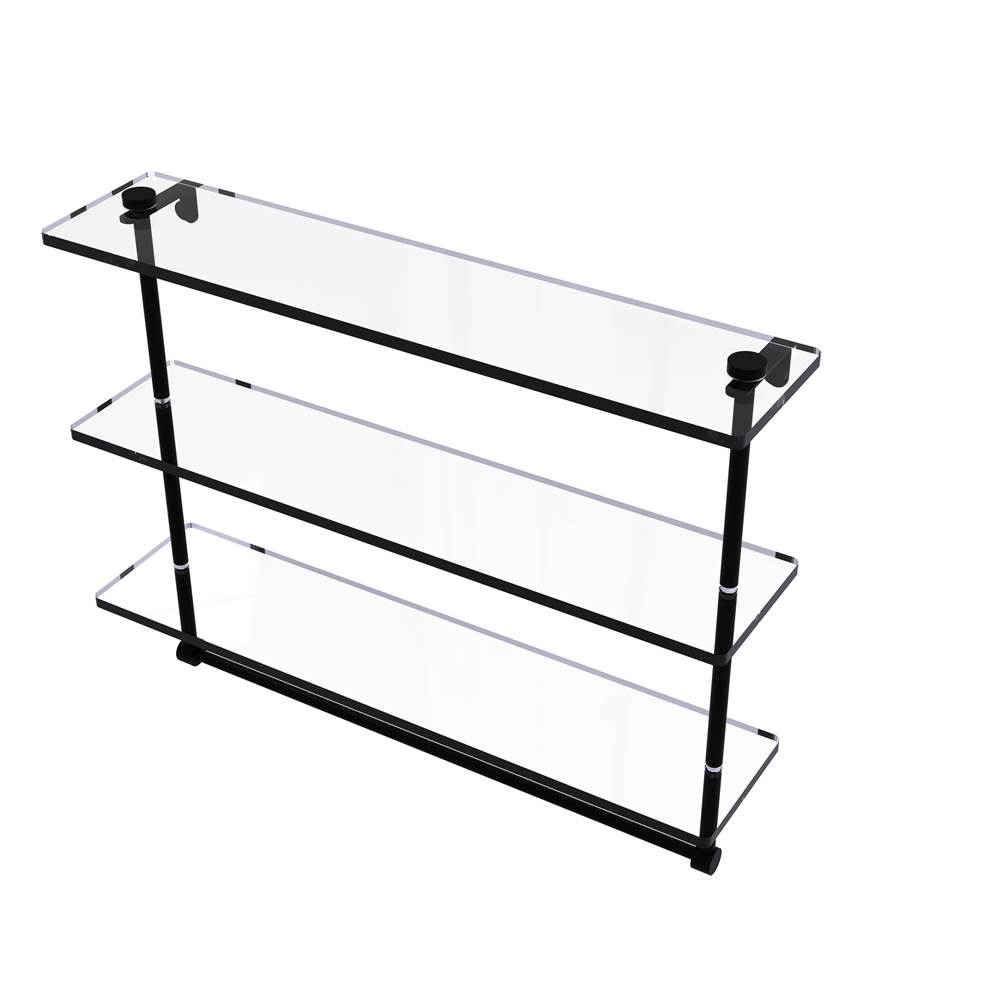 Allied Brass 22 Inch Triple Tiered Glass Shelf with Integrated Towel Bar