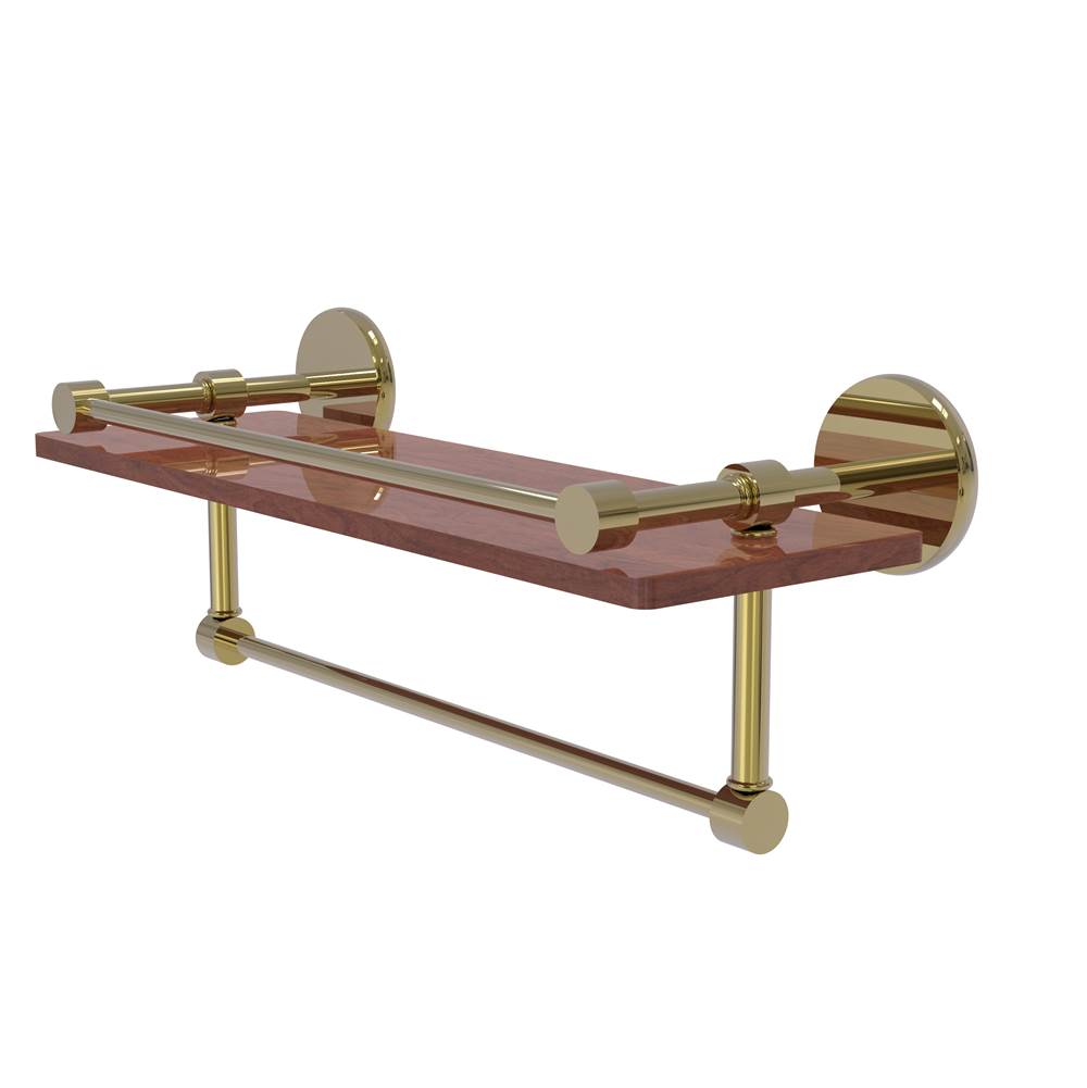 Allied Brass Prestige Skyline Collection 16 Inch IPE Ironwood Shelf with Gallery Rail and Towel Bar
