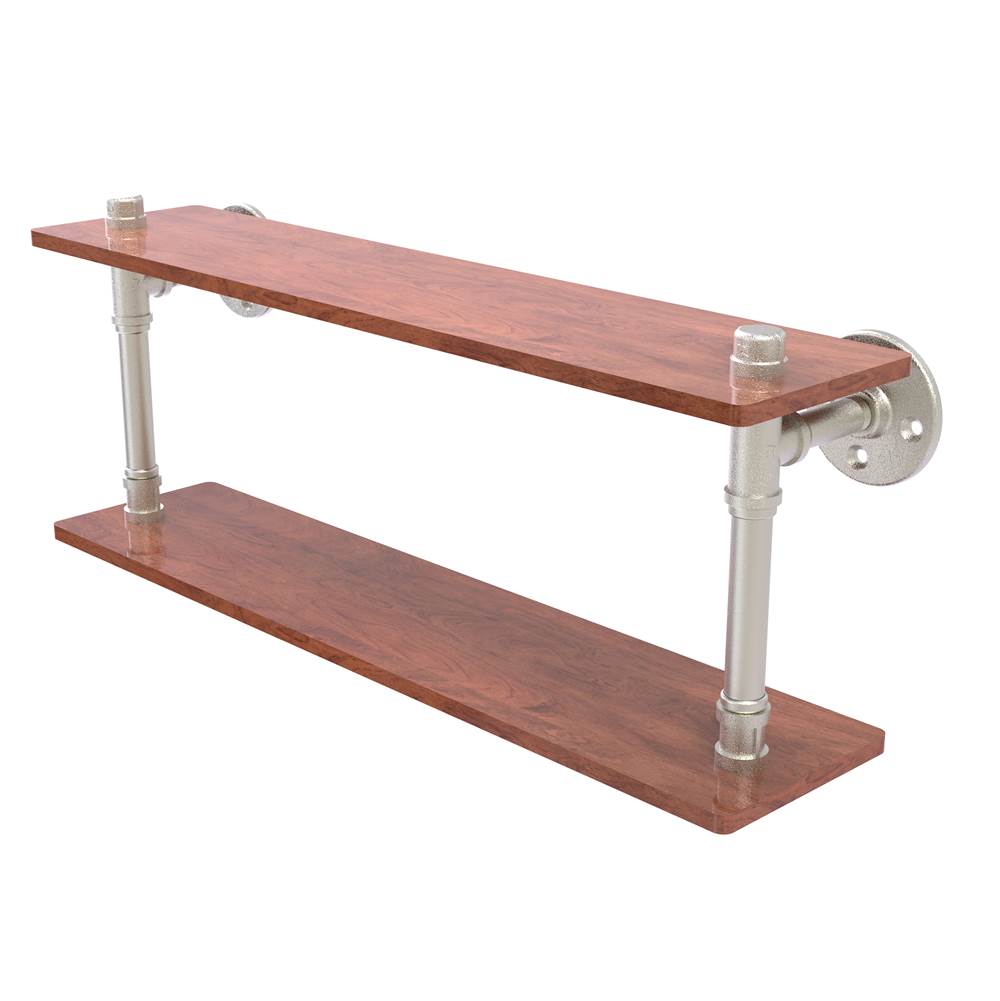 Allied Brass Pipeline Collection 22 Inch Ironwood Double Shelf