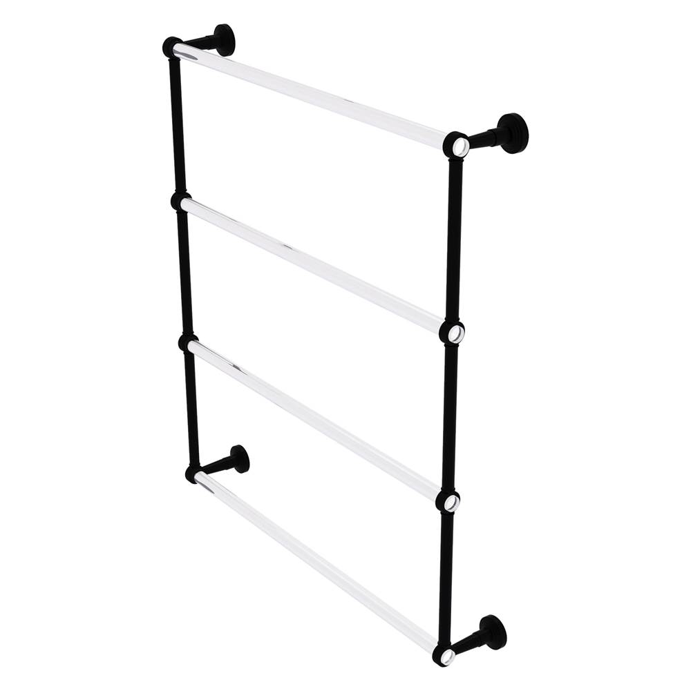 Allied Brass Pacific Beach Collection 4 Tier 30 Inch Ladder Towel Bar with Grooved Accents - Matte Black