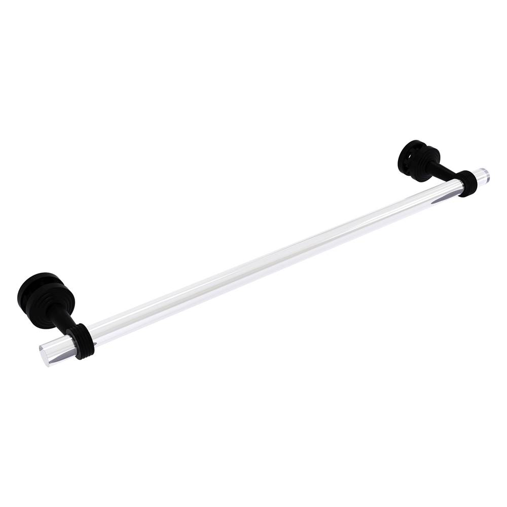 Allied Brass Pacific Beach Collection 24 Inch Shower Door Towel Bar with Grooved Accents - Matte Black