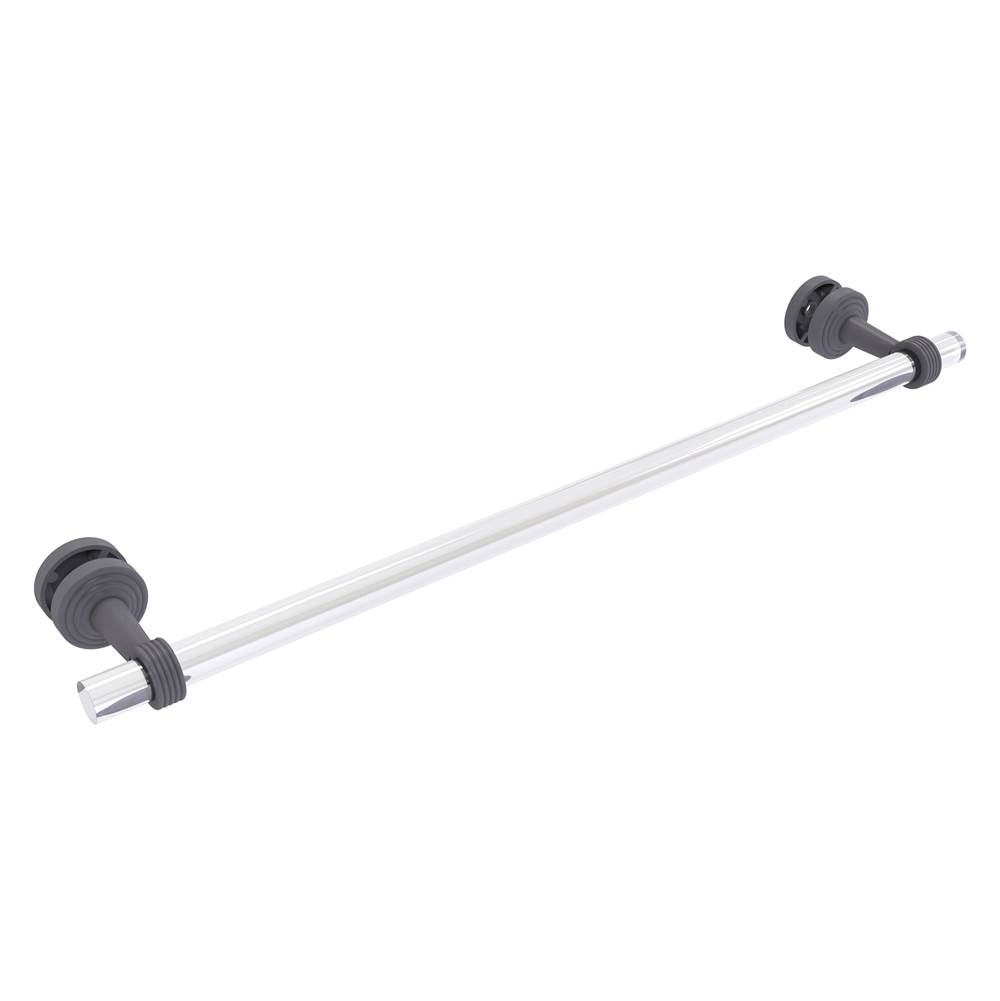 Allied Brass Pacific Beach Collection 24 Inch Shower Door Towel Bar with Grooved Accents - Matte Gray