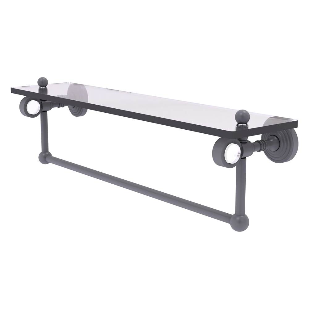 Allied Brass Pacific Grove Collection 22 Inch Glass Shelf with Towel Bar - Matte Gray