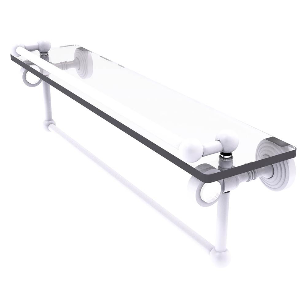 Allied Brass Pacific Grove Collection 22 Inch Glass Shelf with Gallery Rail and Towel Bar - Matte White
