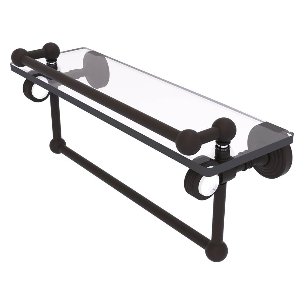 Allied Brass Pacific Grove Collection 16 Inch Gallery Glass Shelf with Towel Bar and Grooved Accents - Oil Rubbed Bronze