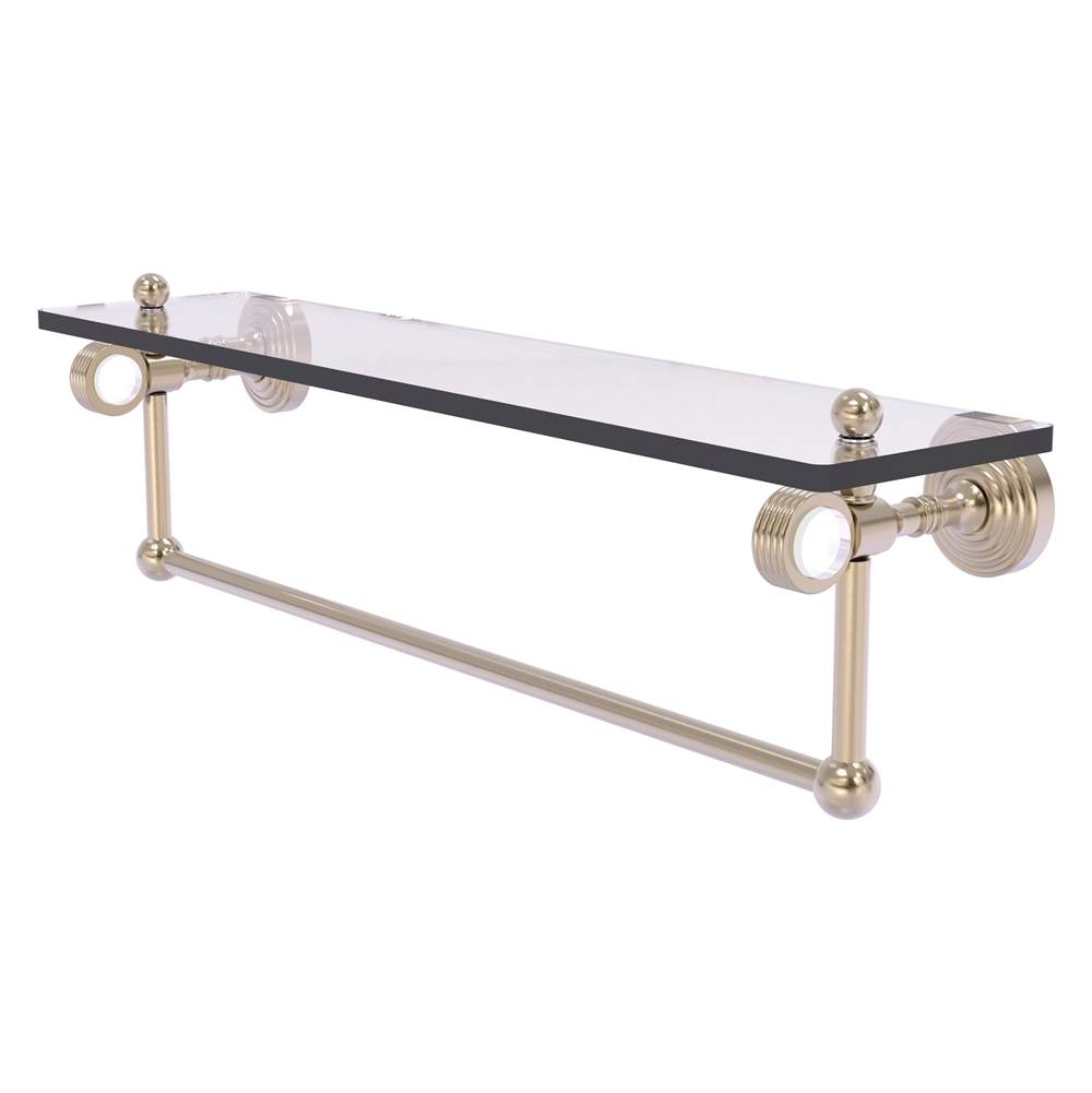 Allied Brass Pacific Grove Collection 22 Inch Glass Shelf with Towel Bar and Grooved Accents - Antique Pewter