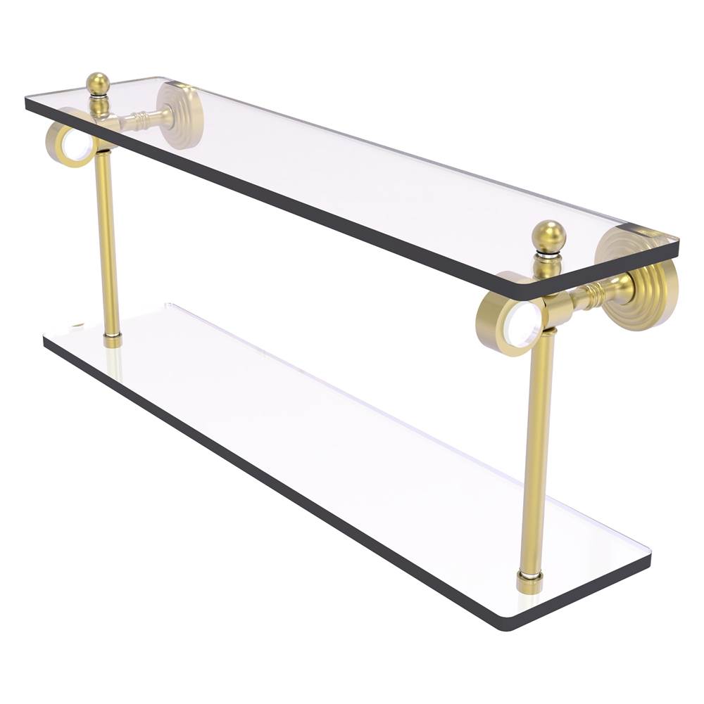 Allied Brass Pacific Grove Collection 22 Inch Two Tiered Glass Shelf - Satin Brass