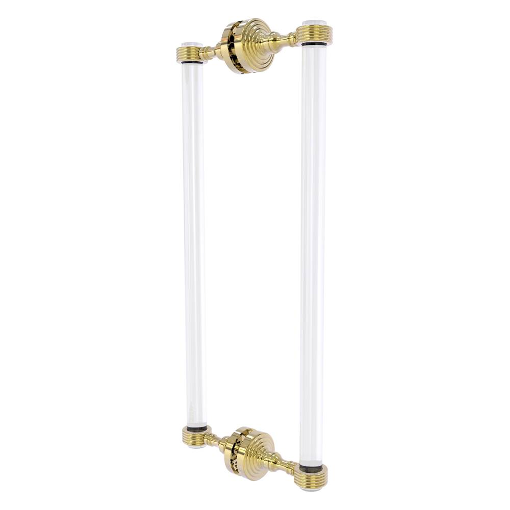 Allied Brass Pacific Grove Collection 18 Inch Back to Back Shower Door Pull with Grooved Accents - Unlacquered Brass