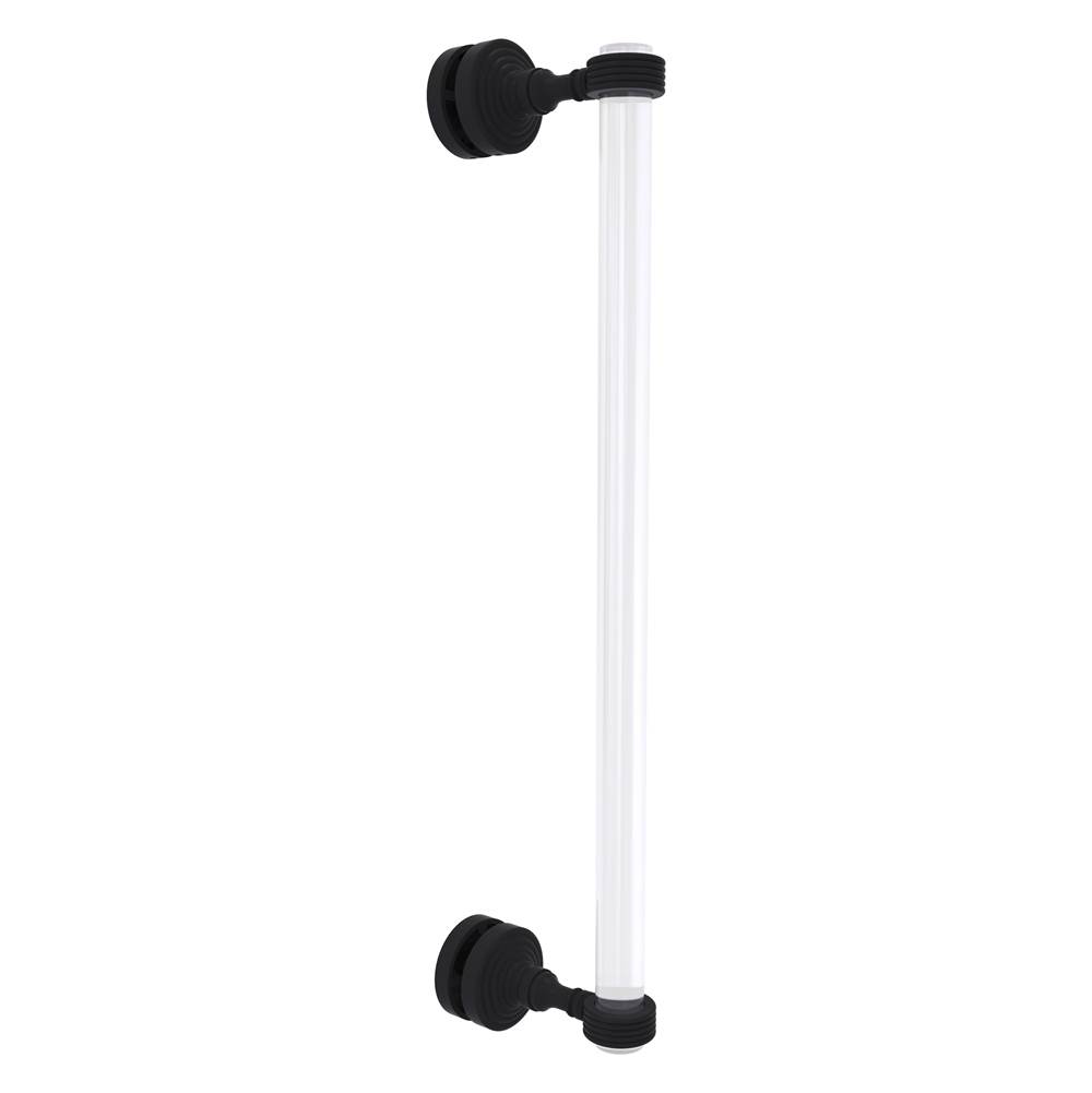 Allied Brass Pacific Grove Collection 18 Inch Single Side Shower Door Pull with Grooved Accents - Matte Black