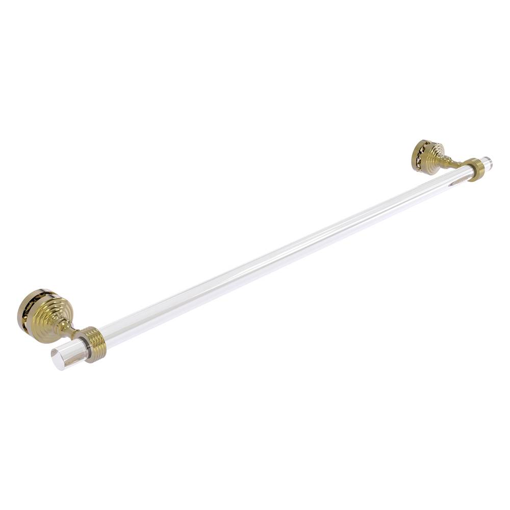 Allied Brass Pacific Grove Collection 30 Inch Shower Door Towel Bar with Grooved Accents - Unlacquered Brass