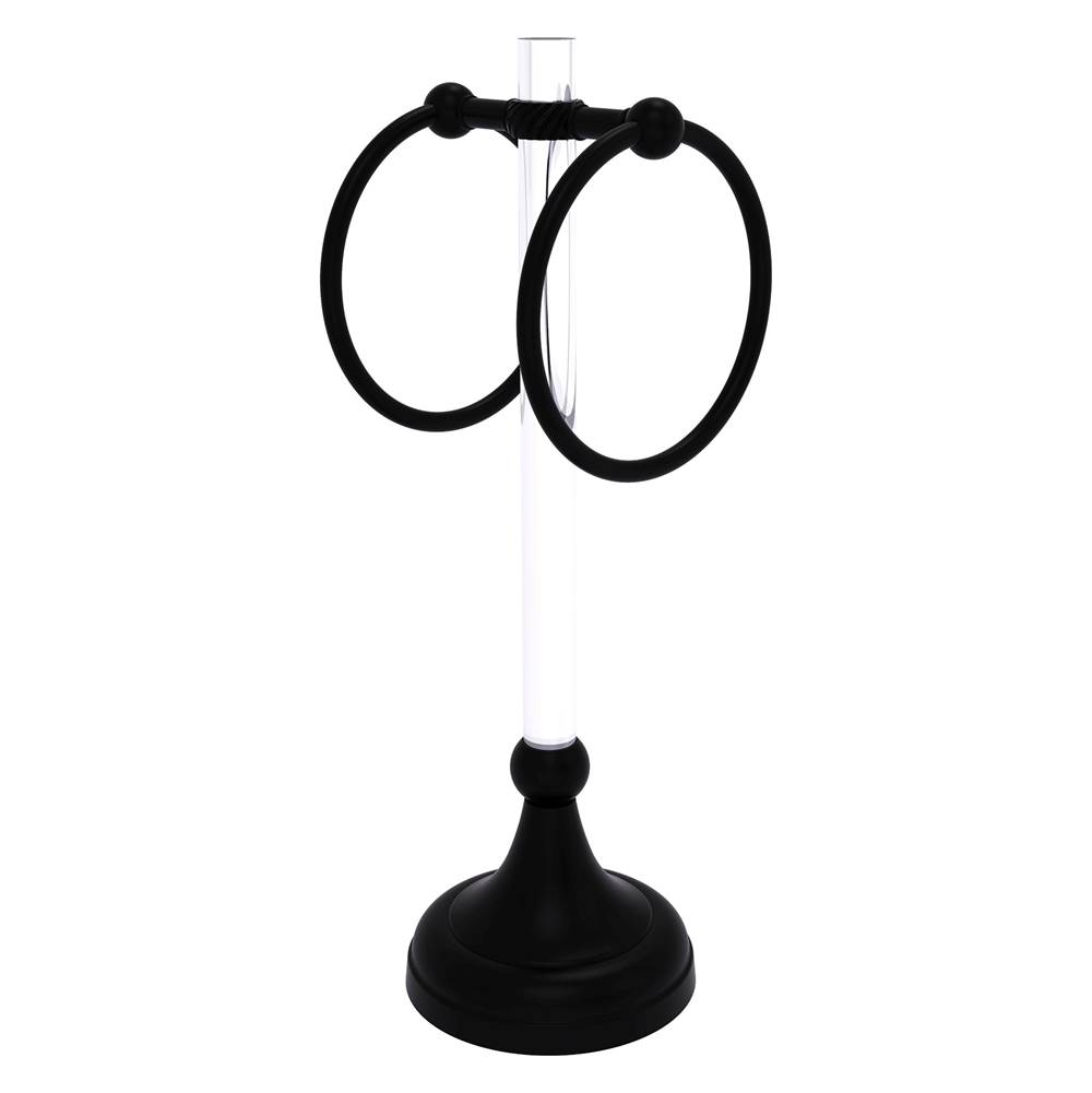 Allied Brass Pacific Grove Collection 2 Ring Vanity Top Guest Towel Ring with Twisted Accents - Matte Black