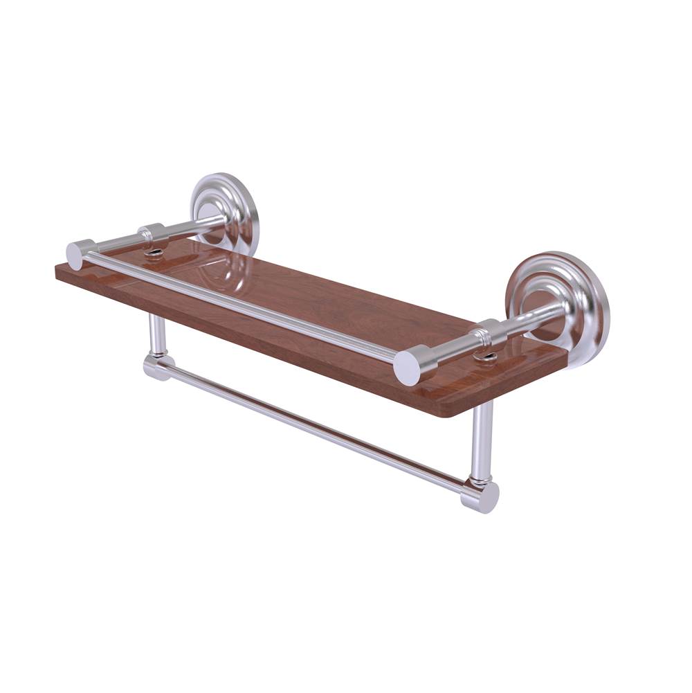 Allied Brass Que New Collection 16 Inch IPE Ironwood Shelf with Gallery Rail and Towel Bar