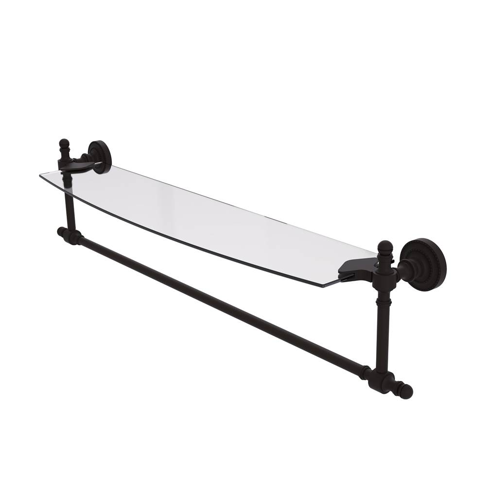 Allied Brass Retro Dot Collection 24 Inch Glass Vanity Shelf with Integrated Towel Bar