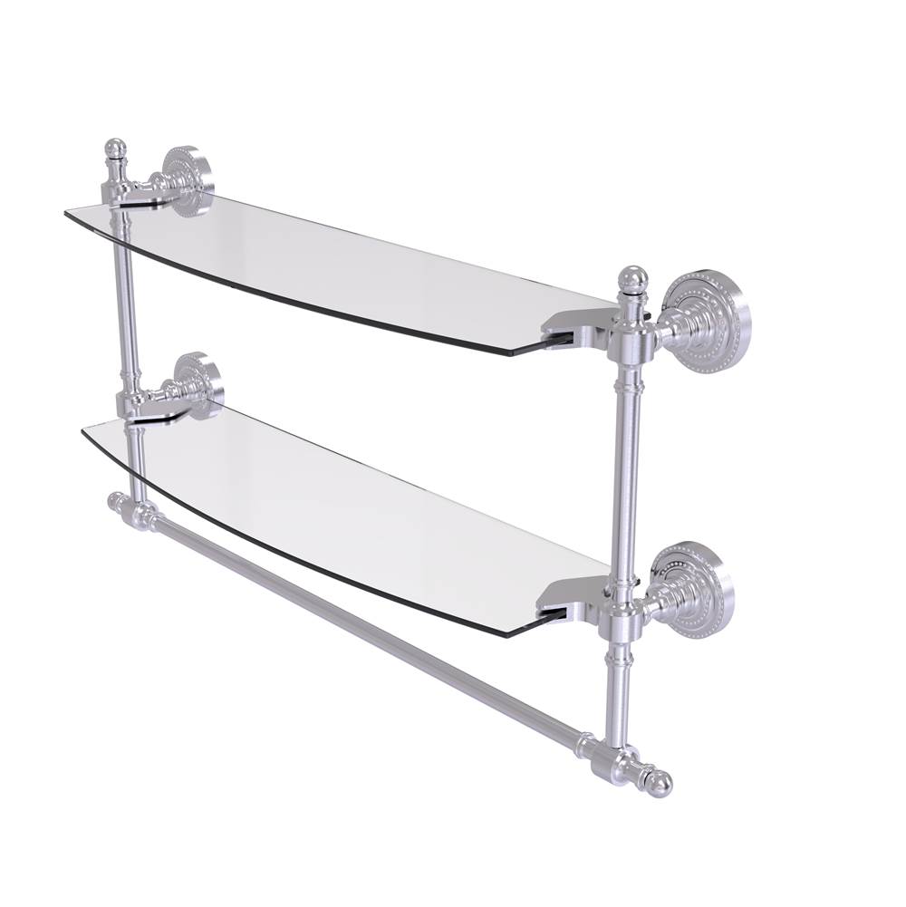 Allied Brass Retro Dot Collection 18 Inch Two Tiered Glass Shelf with Integrated Towel Bar