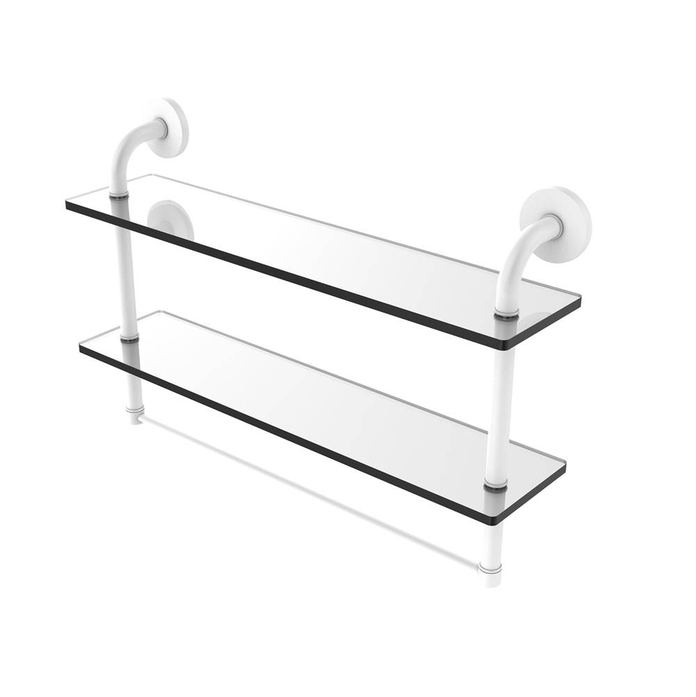Allied Brass Remi Collection 22 Inch Two Tiered Glass Shelf with Integrated Towel Bar