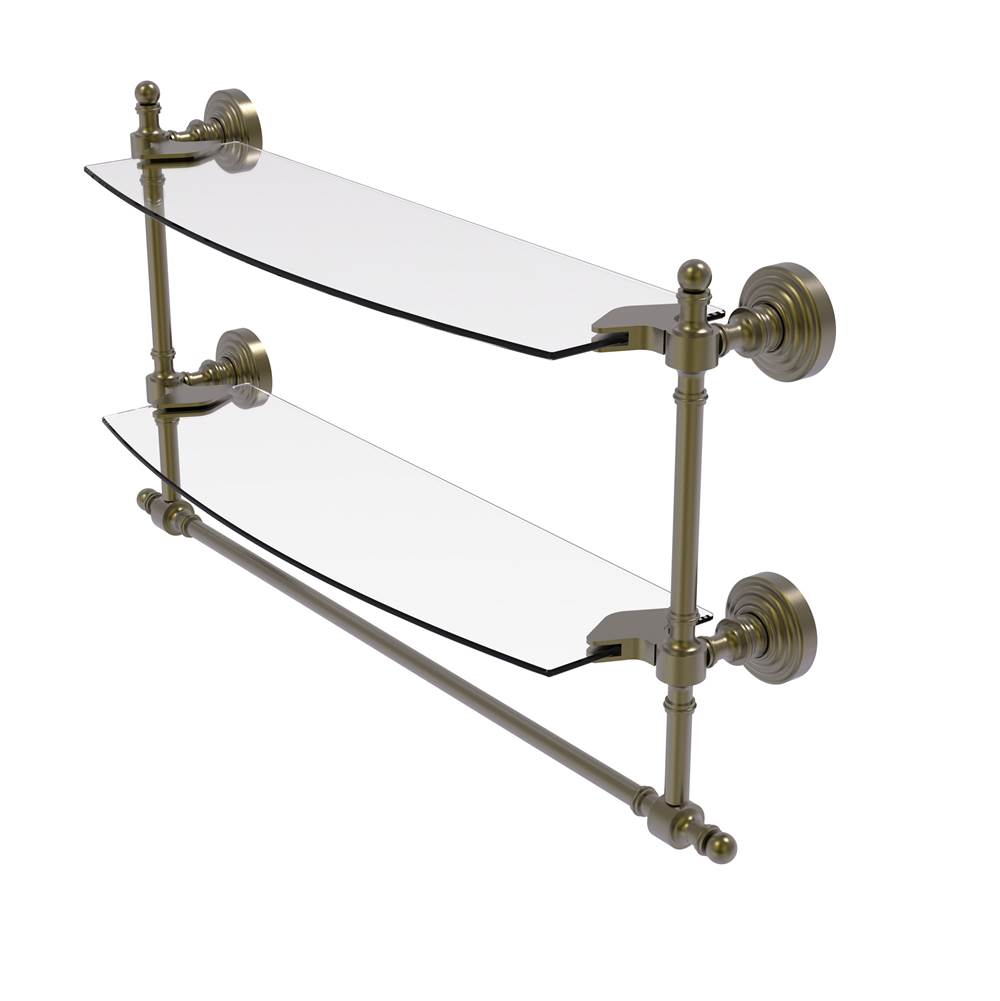 Allied Brass Retro Wave Collection 18 Inch Two Tiered Glass Shelf with Integrated Towel Bar