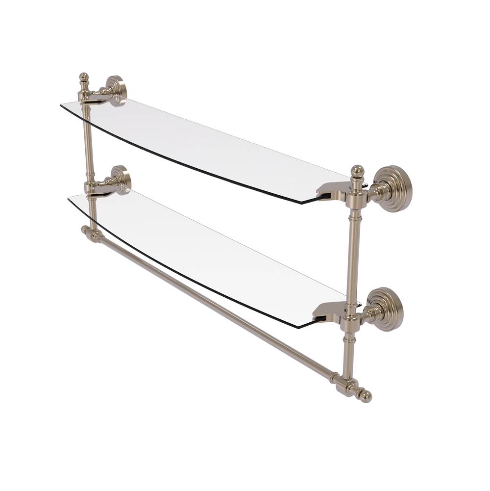 Allied Brass Retro Wave Collection 24 Inch Two Tiered Glass Shelf with Integrated Towel Bar