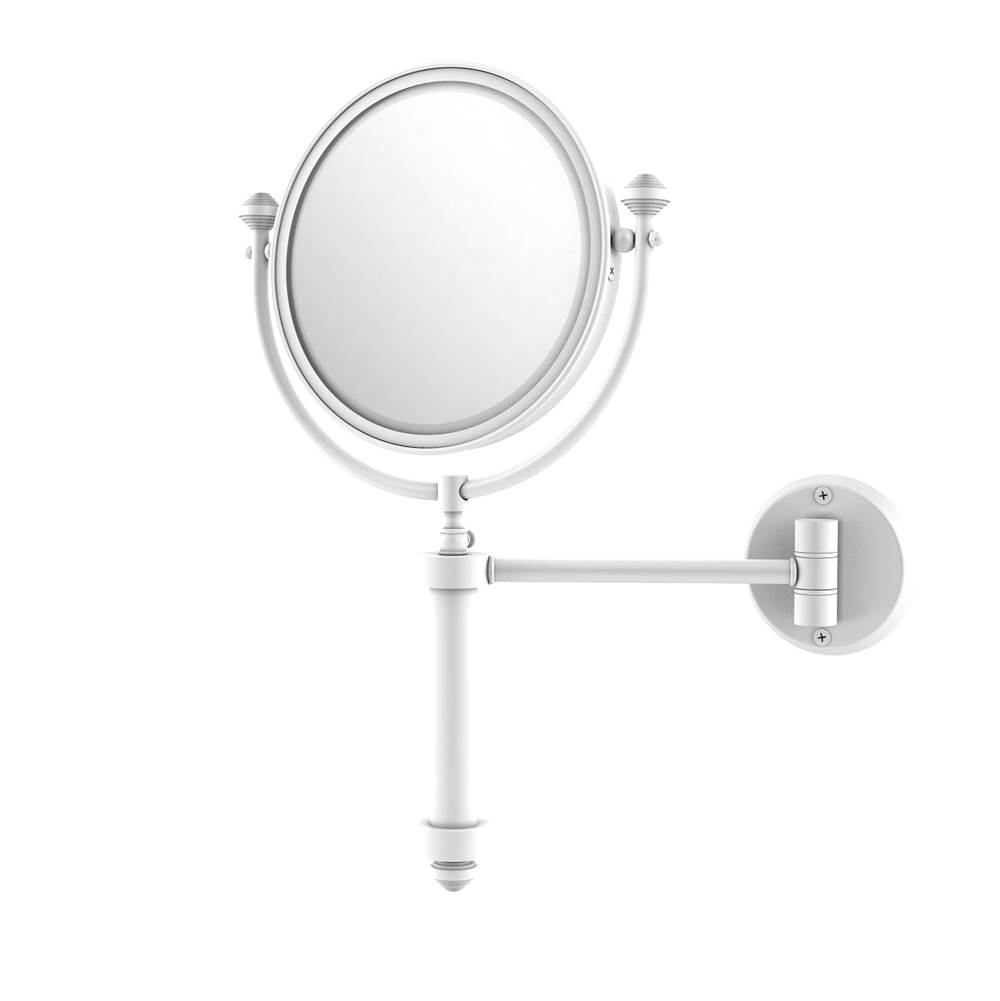 Allied Brass WM-6D/4X-PEW 8 Inch Wall Mounted Extending Make-Up Mirror 4X Magnification with Dotted Accent Antique Pewter 