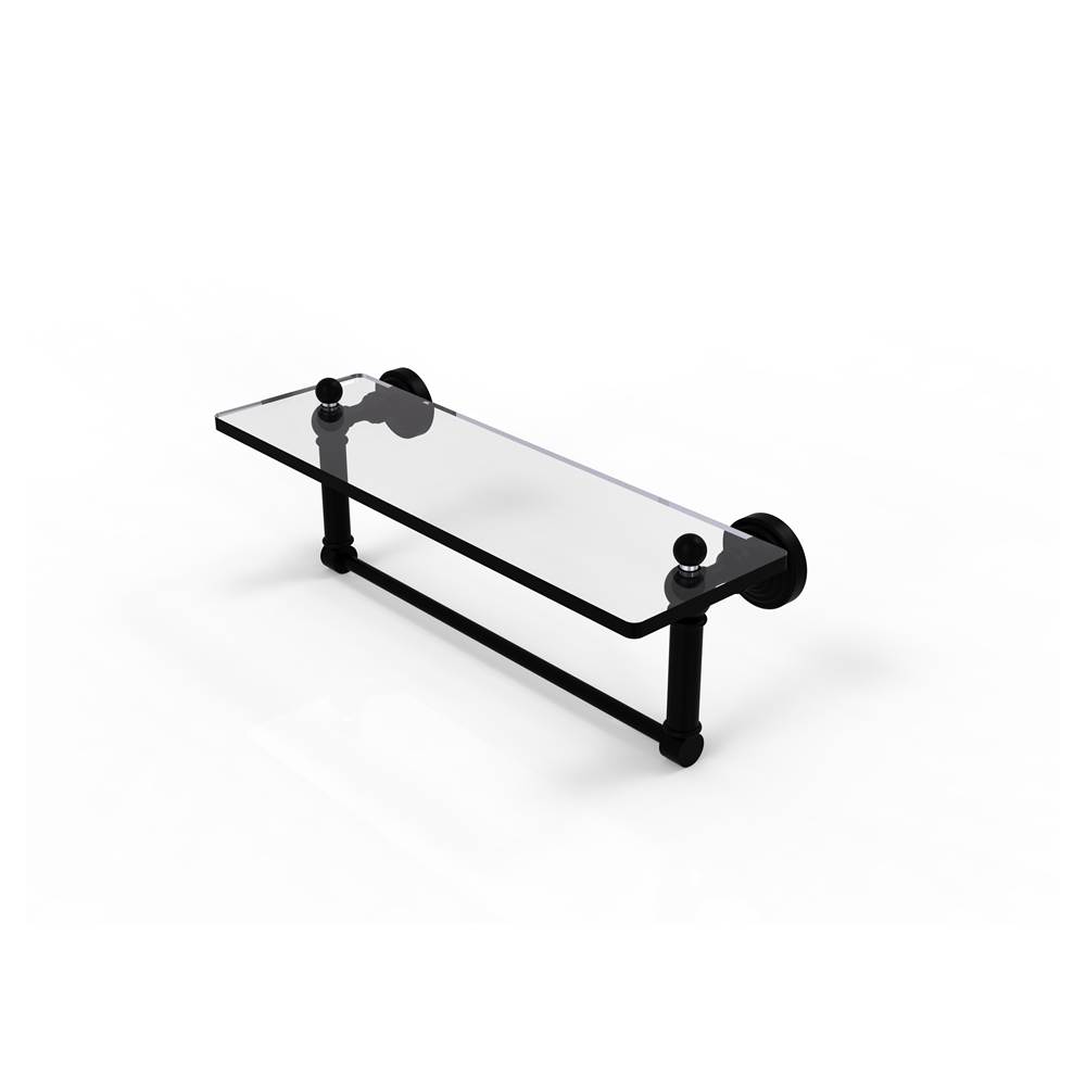 Allied Brass Waverly Place 16 Inch Glass Vanity Shelf with Integrated Towel Bar