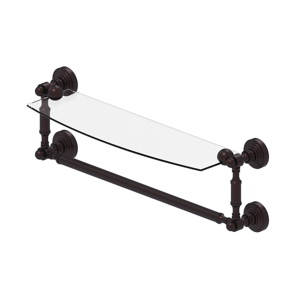 Allied Brass Waverly Place Collection 18 Inch Glass Vanity Shelf with Integrated Towel Bar
