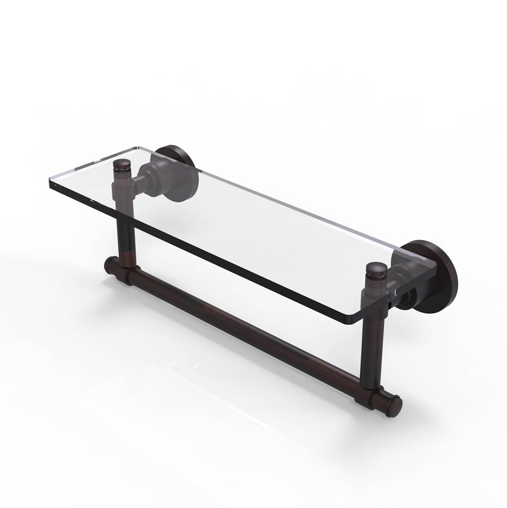 Allied Brass Washington Square Collection 16 Inch Glass Vanity Shelf with Integrated Towel Bar