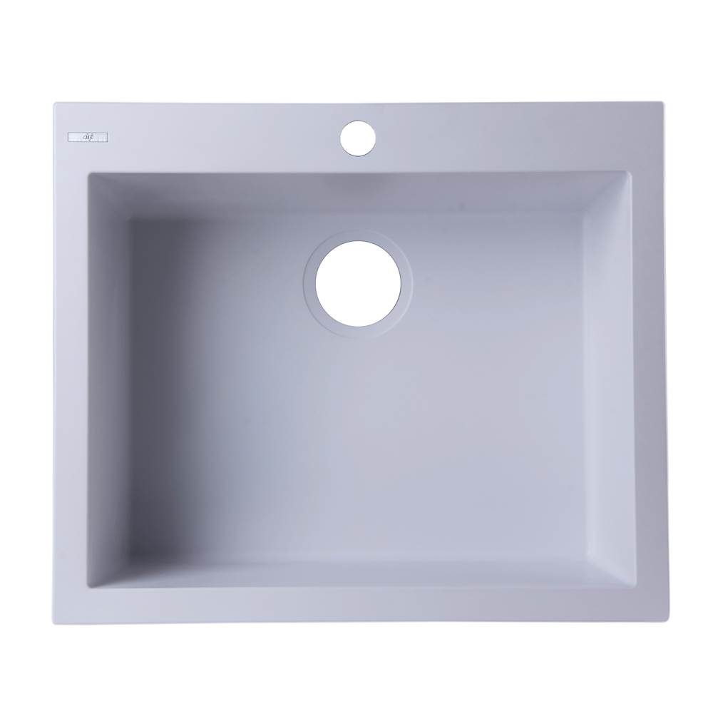 Alfi Trade White 24'' Drop-In Single Bowl Granite Composite Kitchen Sink