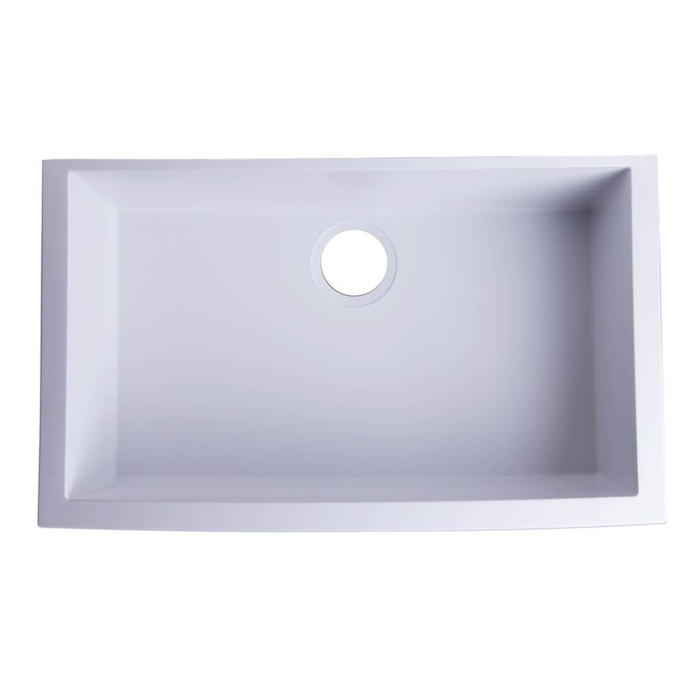 Alfi Trade White 30'' Undermount Single Bowl Granite Composite Kitchen Sink