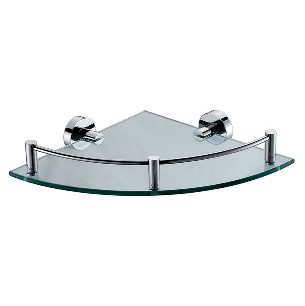 Alfi Trade Polished Chrome Corner Mounted Glass Shower Shelf Bathroom Accessory
