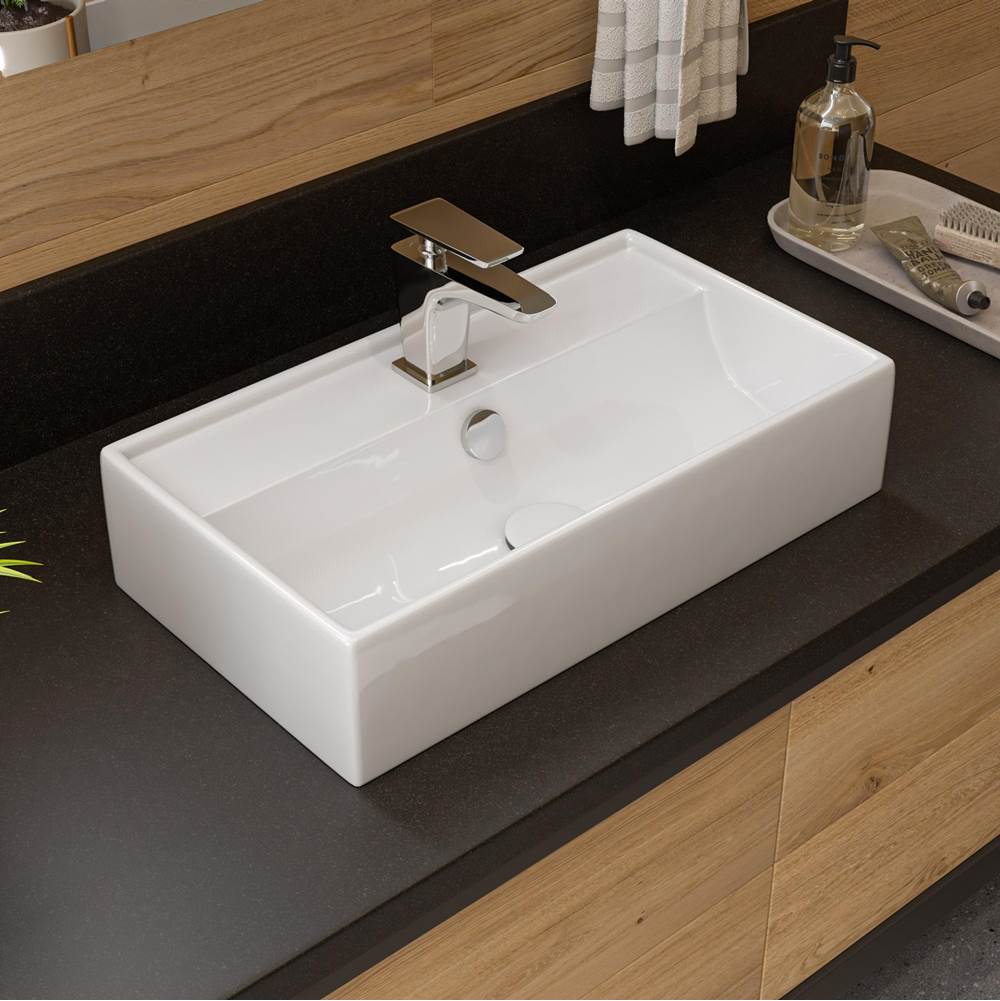 Alfi Trade ALFI brand ABC122 White 22'' Rectangular Wall Mounted Ceramic Sink with Faucet Hole
