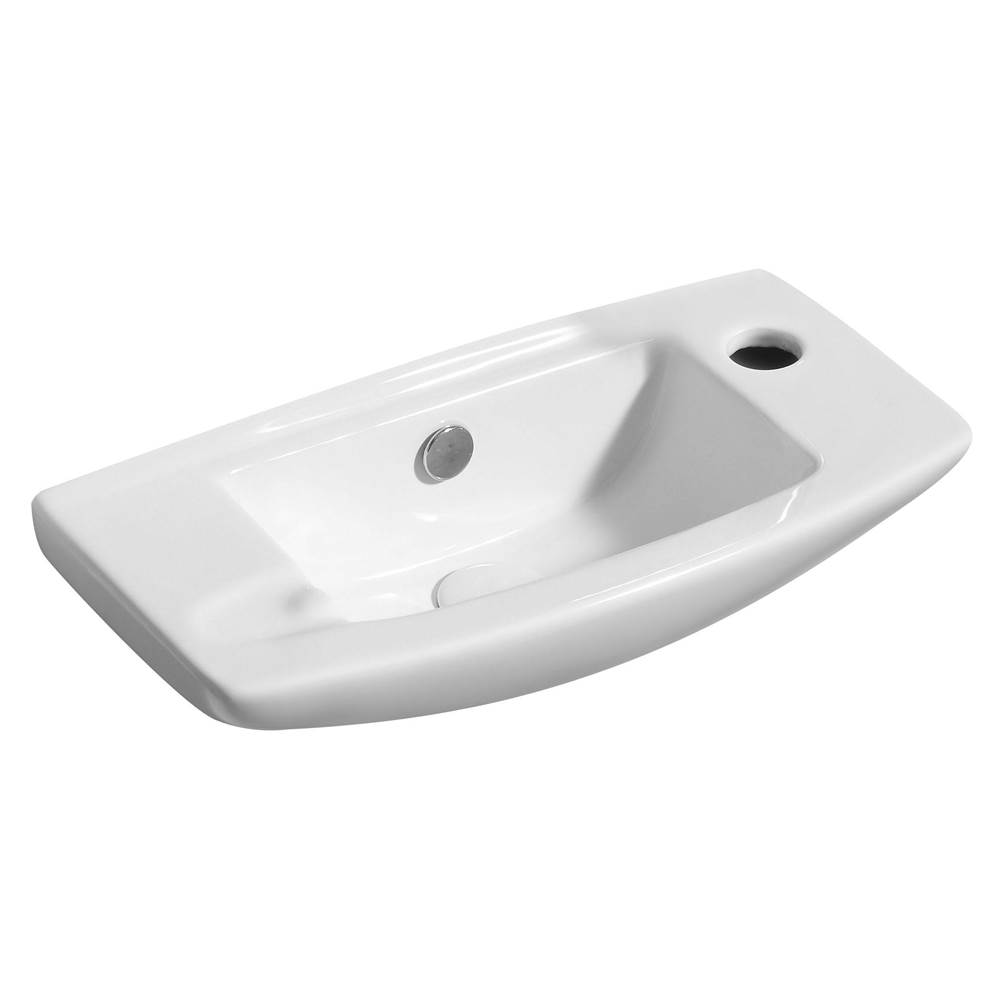 Alfi Trade White 20'' Small Wall Mounted Ceramic Sink with Faucet Hole
