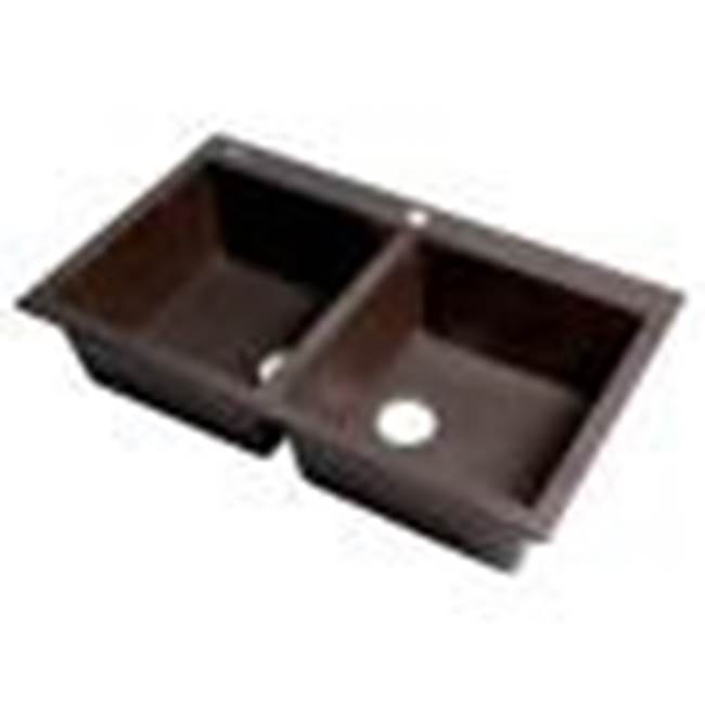 Alfi Trade Chocolate 34'' Drop-In Double Bowl Granite Composite Kitchen Sink