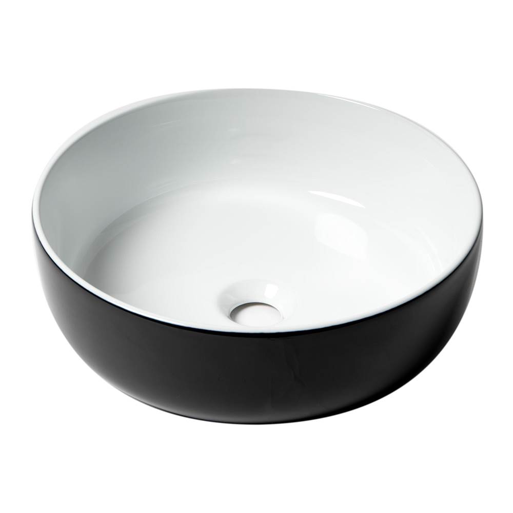 Alfi Trade ALFI brand ABC908 Black & White 15'' Round Above Mount Ceramic Sink