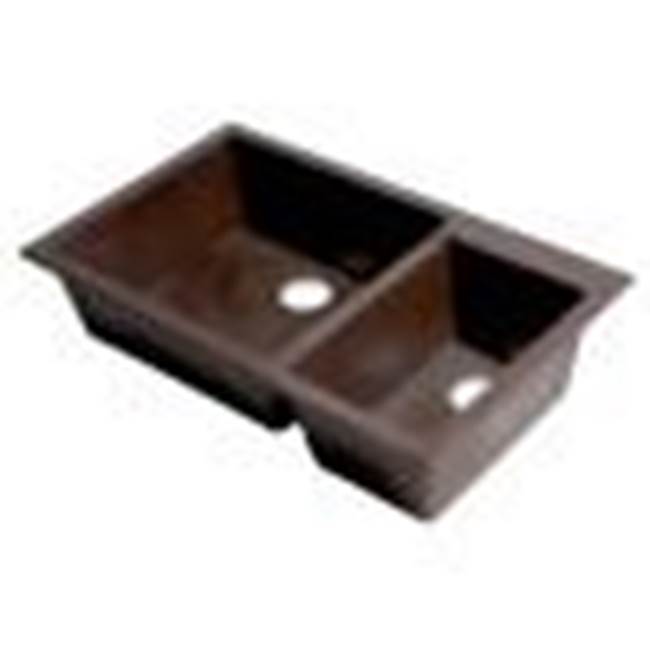Alfi Trade Chocolate 34'' Double Bowl Undermount Granite Composite Kitchen Sink