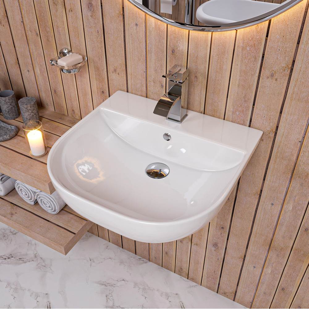 Alfi Trade 20'' White D-Bowl Porcelain Wall Mounted Bath Sink