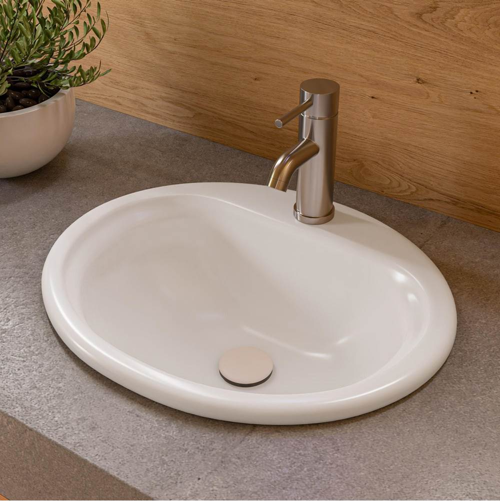 Alfi Trade ALFI brand ABC802 White 21'' Round Drop In Ceramic Sink with Faucet Hole