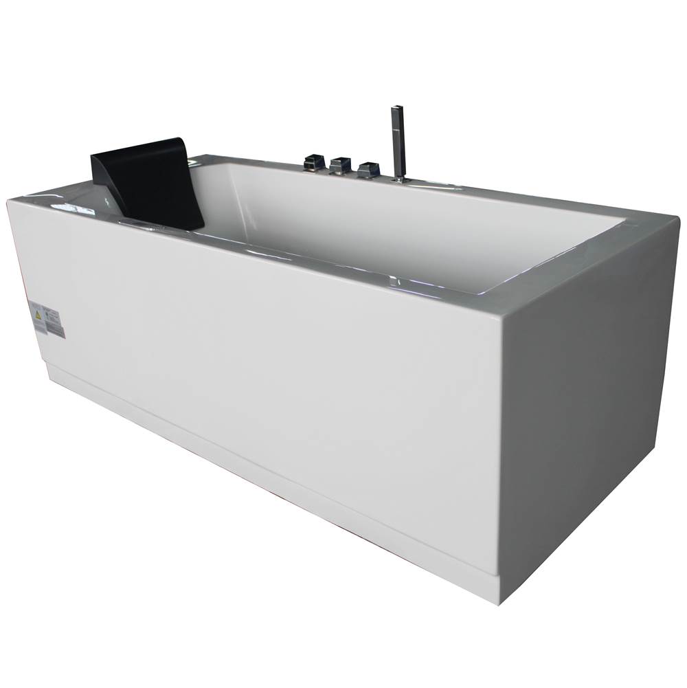 Alfi Trade EAGO 1 6 ft Acrylic White Rectangular Whirlpool Bathtub w Fixtures