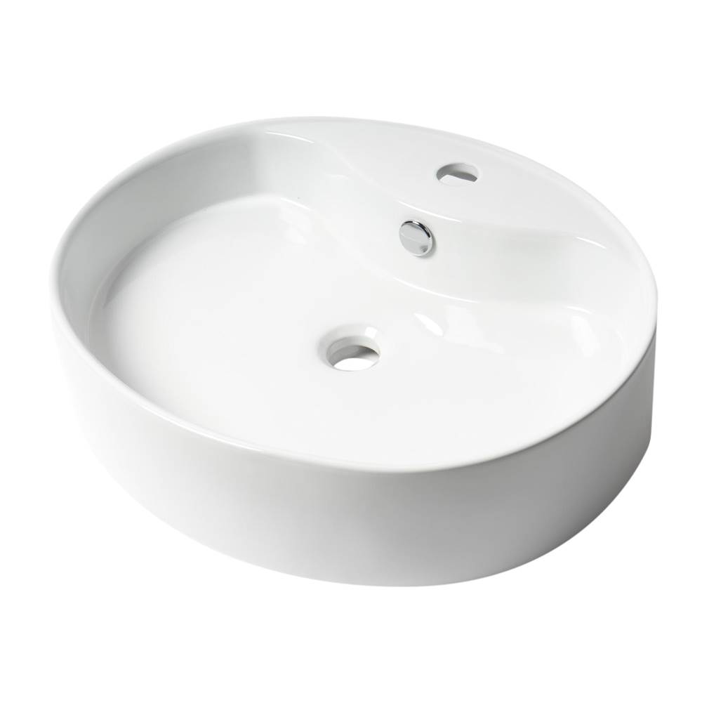 Alfi Trade ALFI brand ABC910 White 22'' Oval Above Mount Ceramic Sink with Faucet Hole