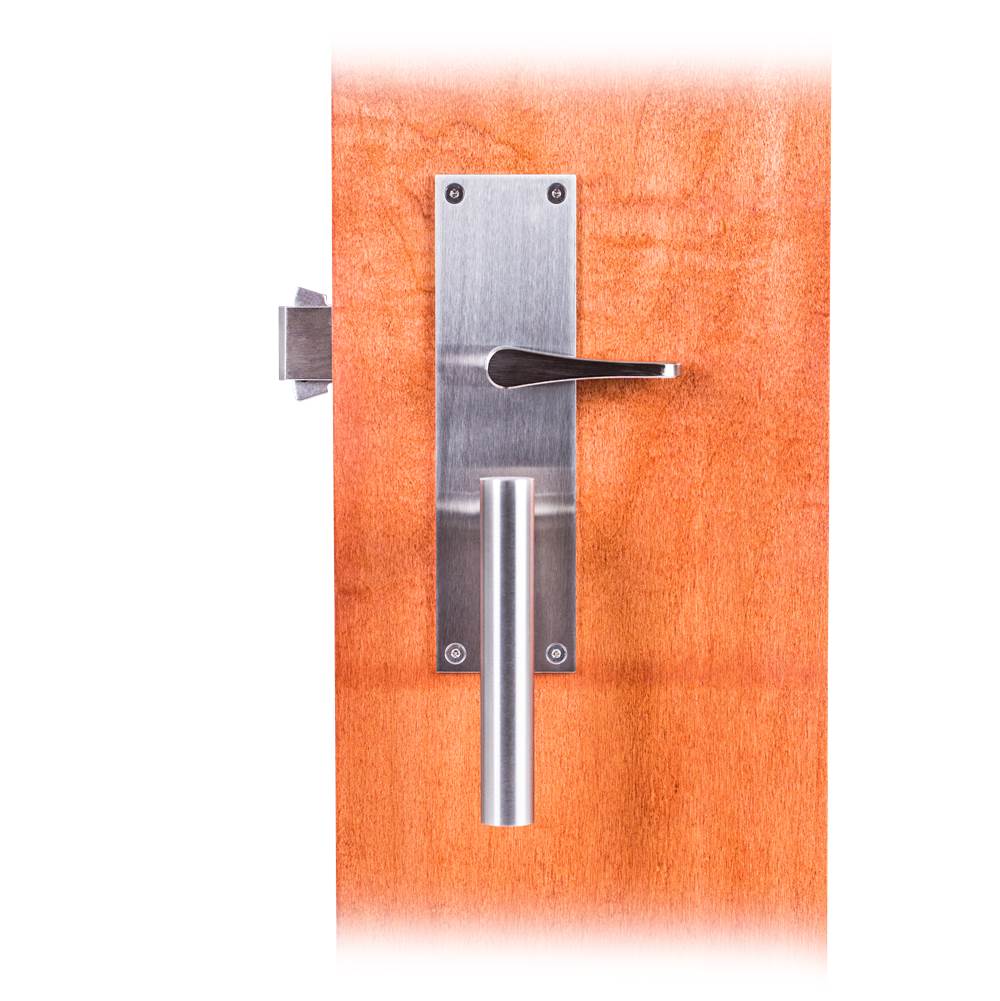 Accurate Lock And Hardware Privacy set for 1 3/4 in. thick doors; includes: 9100SDL Sliding Door Lock, 7200LD-E outside escutcheon with lever and emergency coin release, 7200L-T