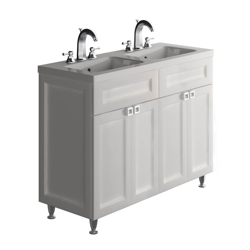 Aria Ar-Traditional Vanity With 2 Undermount Ceramic Basins, Grey Lacquer