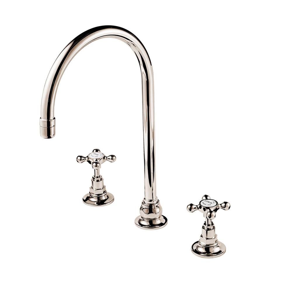 Barber Wilsons And Company Regent 1890''S 3 Hole Kitchen Faucet 8'' Swan Neck Swivel Spout (No Spray)