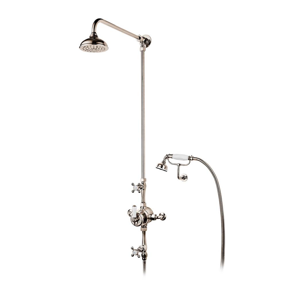 Barber Wilsons And Company 1890''S   Dual Thermostatic Shower & Handspray On Cradle W/ 5'' Shower Head Gwith White Porcelain Inserts (With Compression Inlets Ps75Cu Adaptors