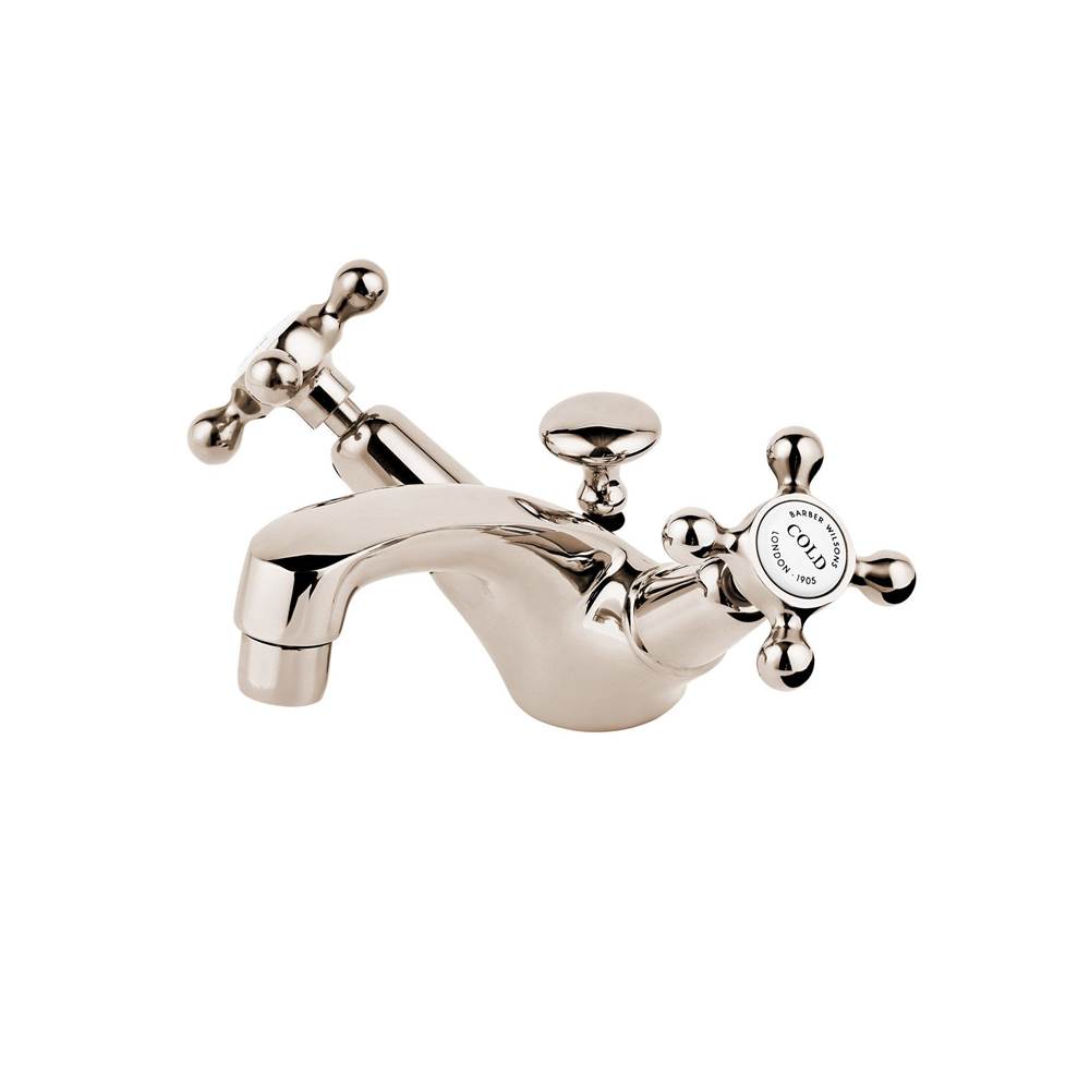Barber Wilsons And Company Regent 1900''S Single Hole Faucet With Pop Up Waste (Ceramic Disc) With White Porcelain Buttons