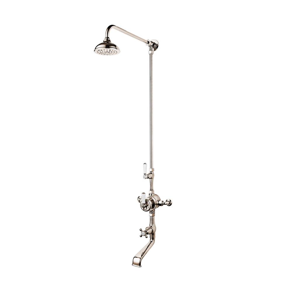 Barber Wilsons And Company Regent 1900''S Exposed Thermostatic Shower With Tub Spout And 5'' Rain Head White Porcelain Lever And Buttons (Cross Handle On Tub Volume Control)