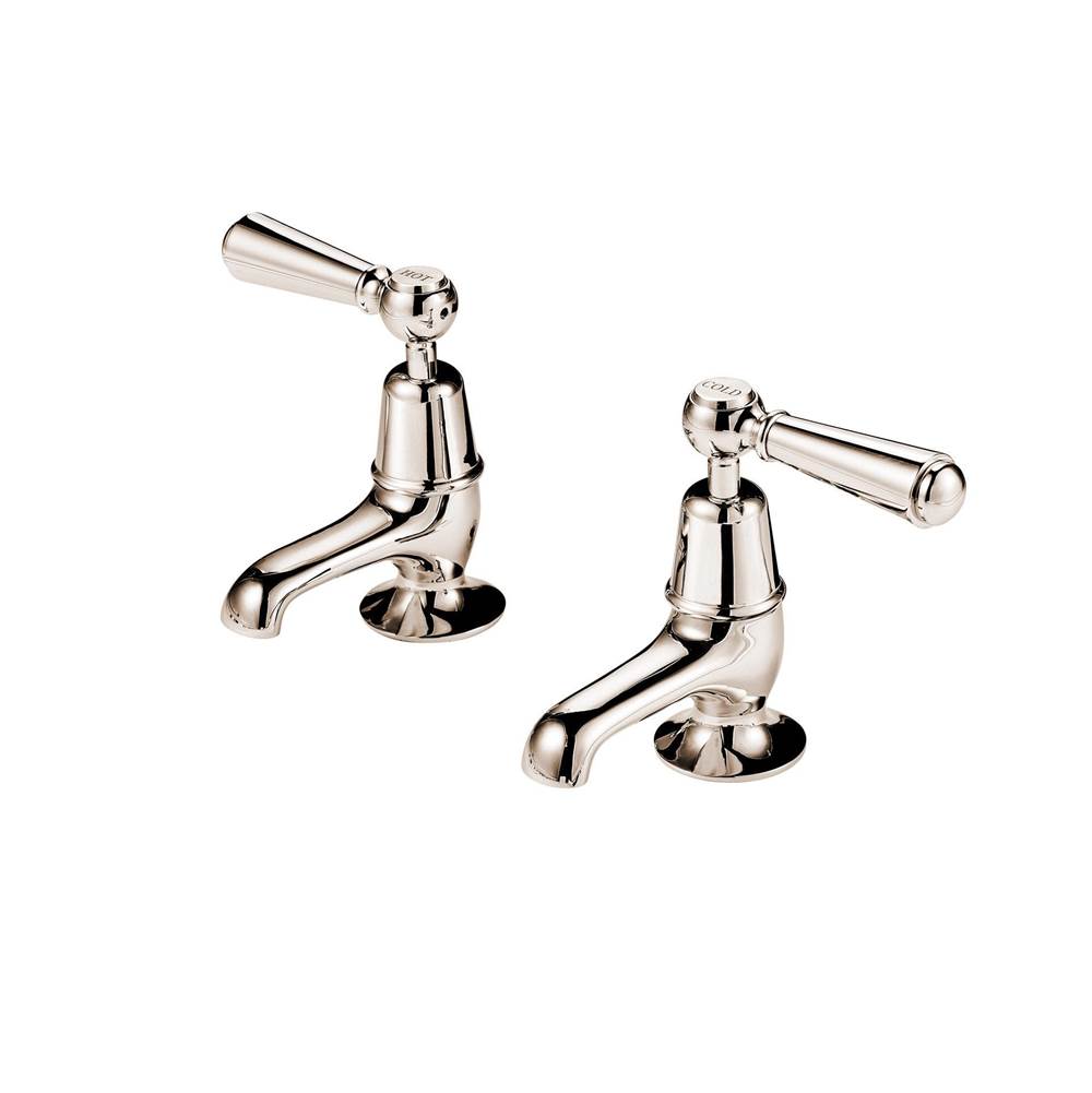 Barber Wilsons And Company Regent 1900''S  Pair Basin Taps 3'' Spouts (Ceramic Disc) With Metal Lever And Buttons