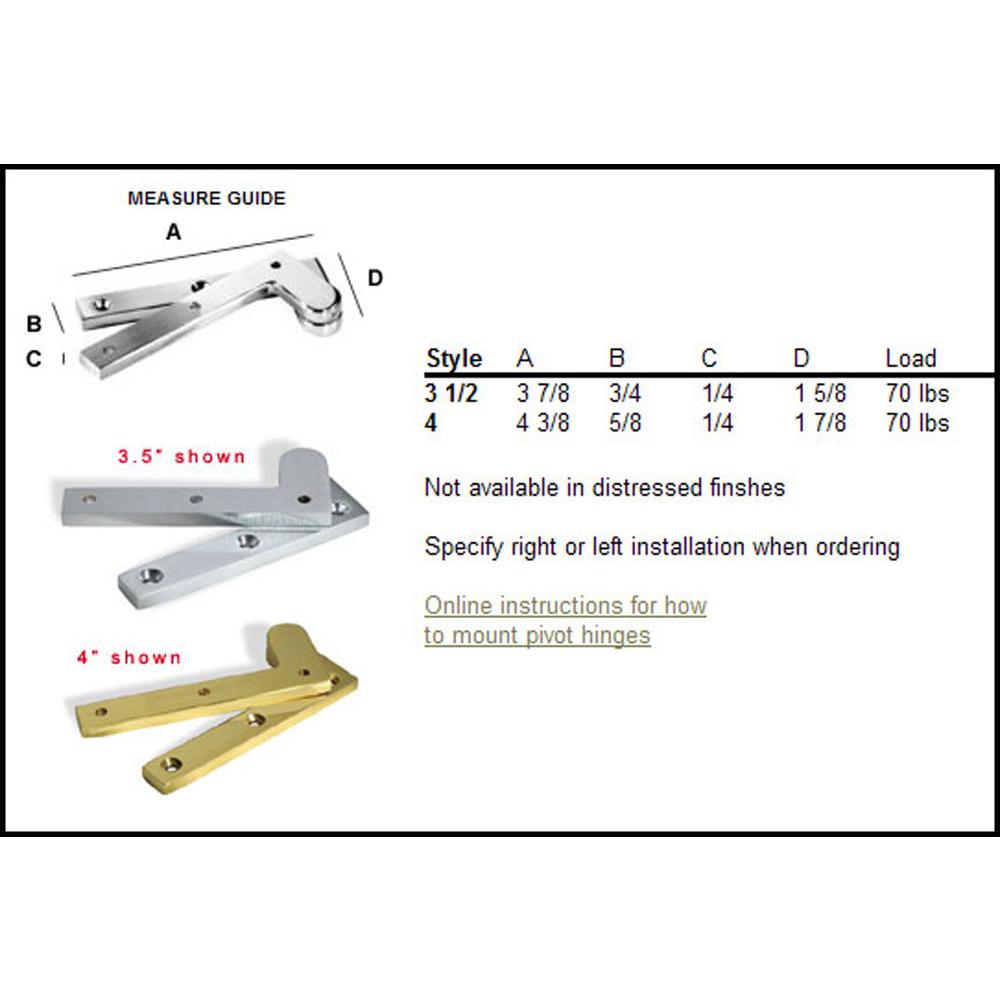 Colonial Bronze Fixed Pin Pivot Hinge Hand Finished in Matte Satin Nickel